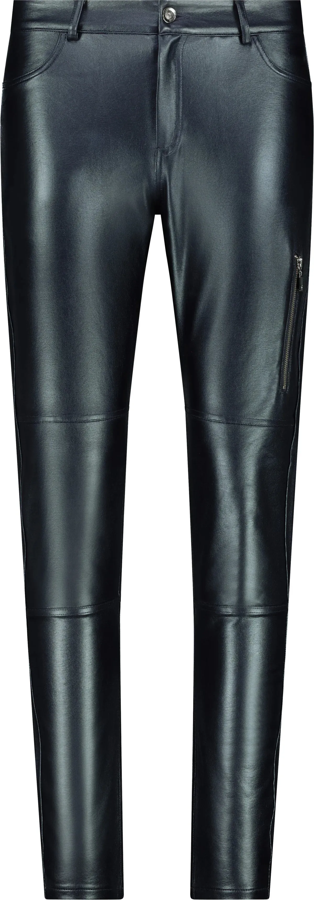 Navy Leatherette Trousers