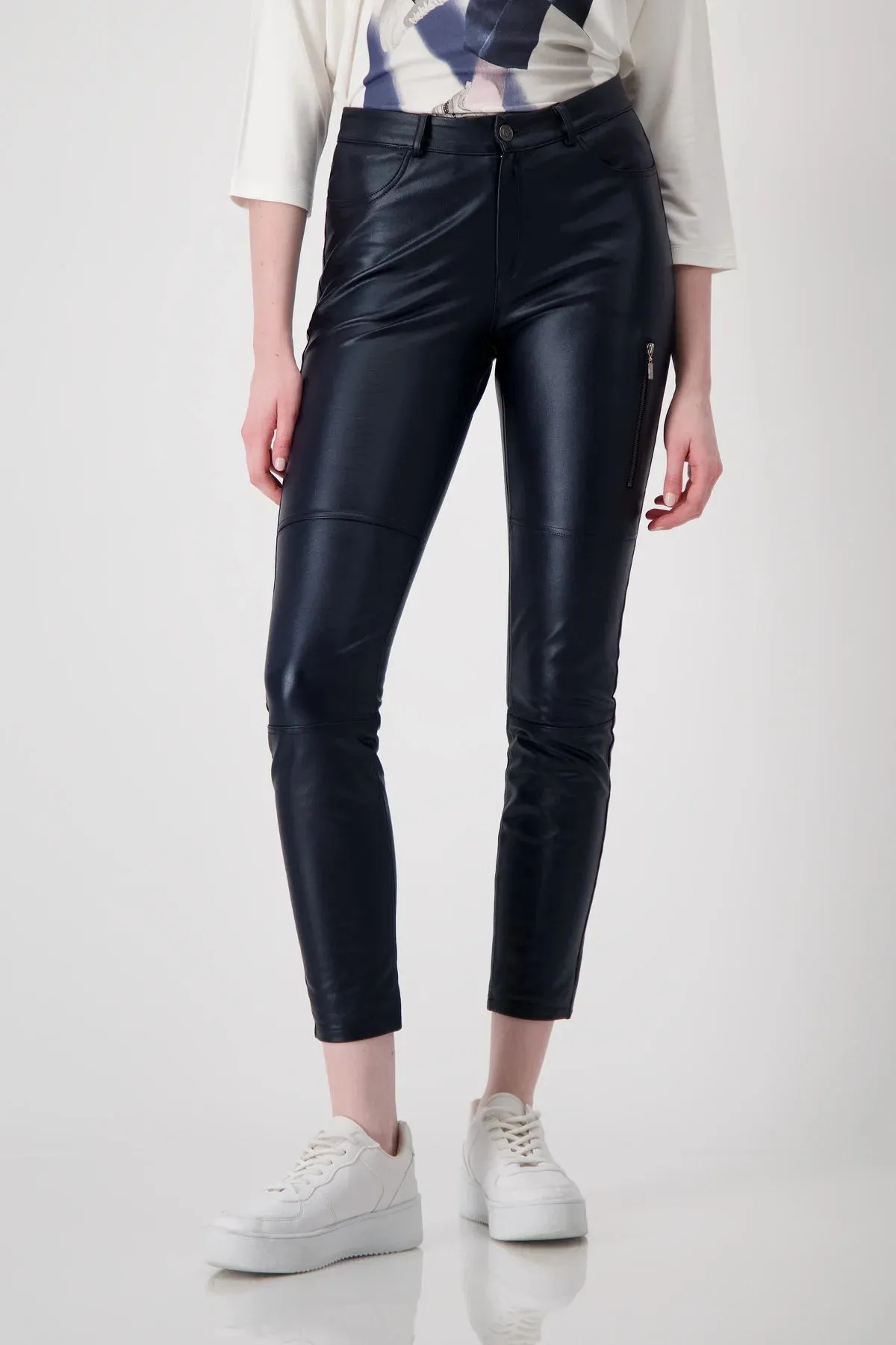 Navy Leatherette Trousers