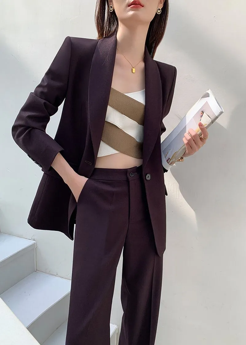 One Buttn Blazer Wide Leg Pantsuit Set