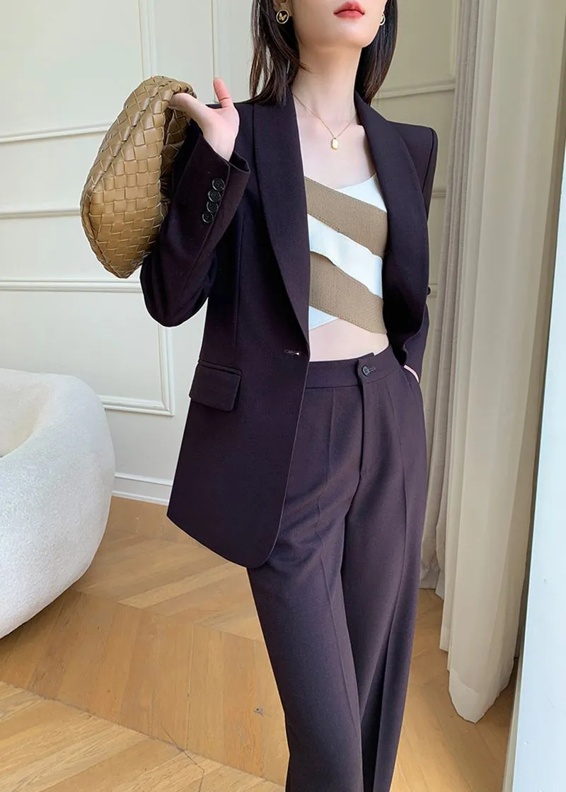 One Buttn Blazer Wide Leg Pantsuit Set