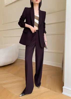 One Buttn Blazer Wide Leg Pantsuit Set