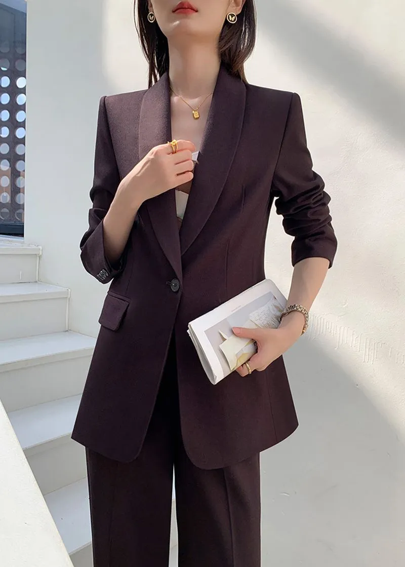 One Buttn Blazer Wide Leg Pantsuit Set