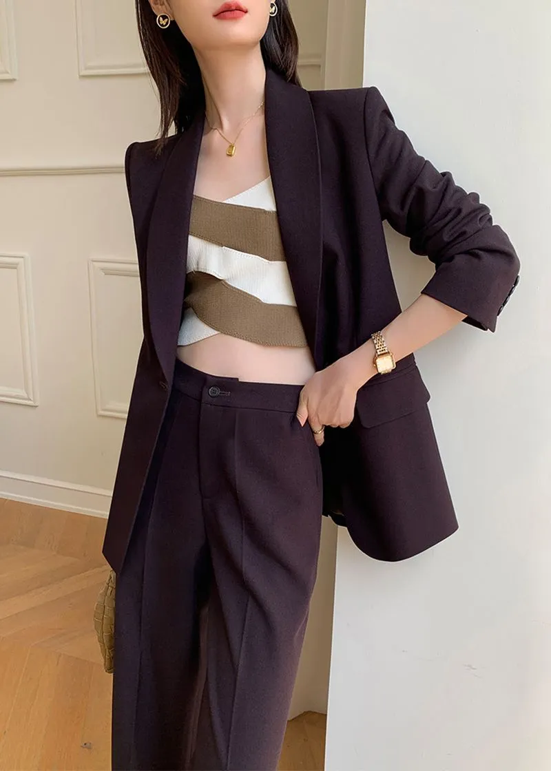 One Buttn Blazer Wide Leg Pantsuit Set