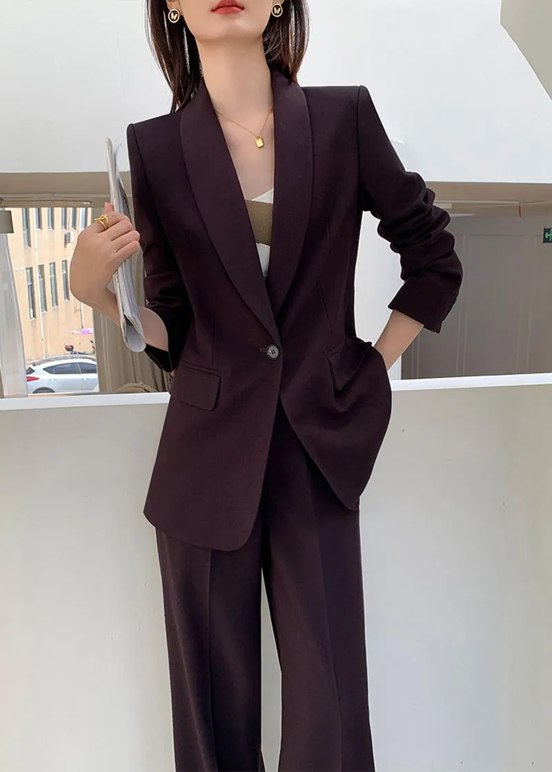 One Buttn Blazer Wide Leg Pantsuit Set