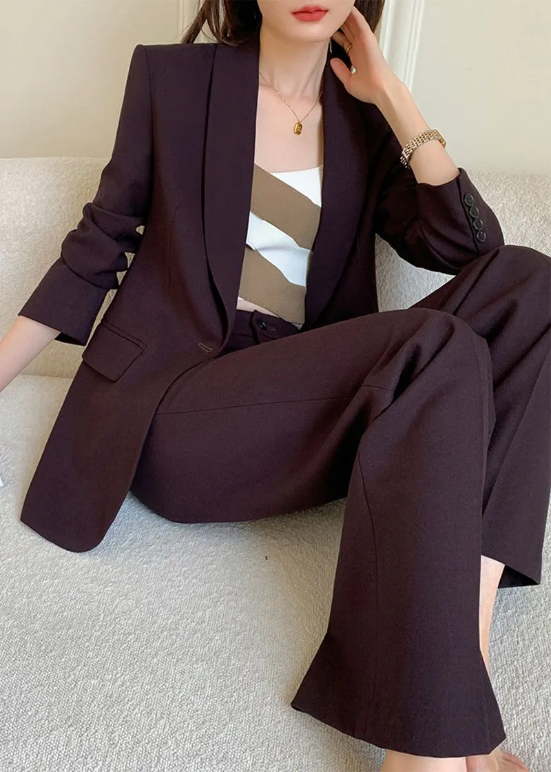 One Buttn Blazer Wide Leg Pantsuit Set