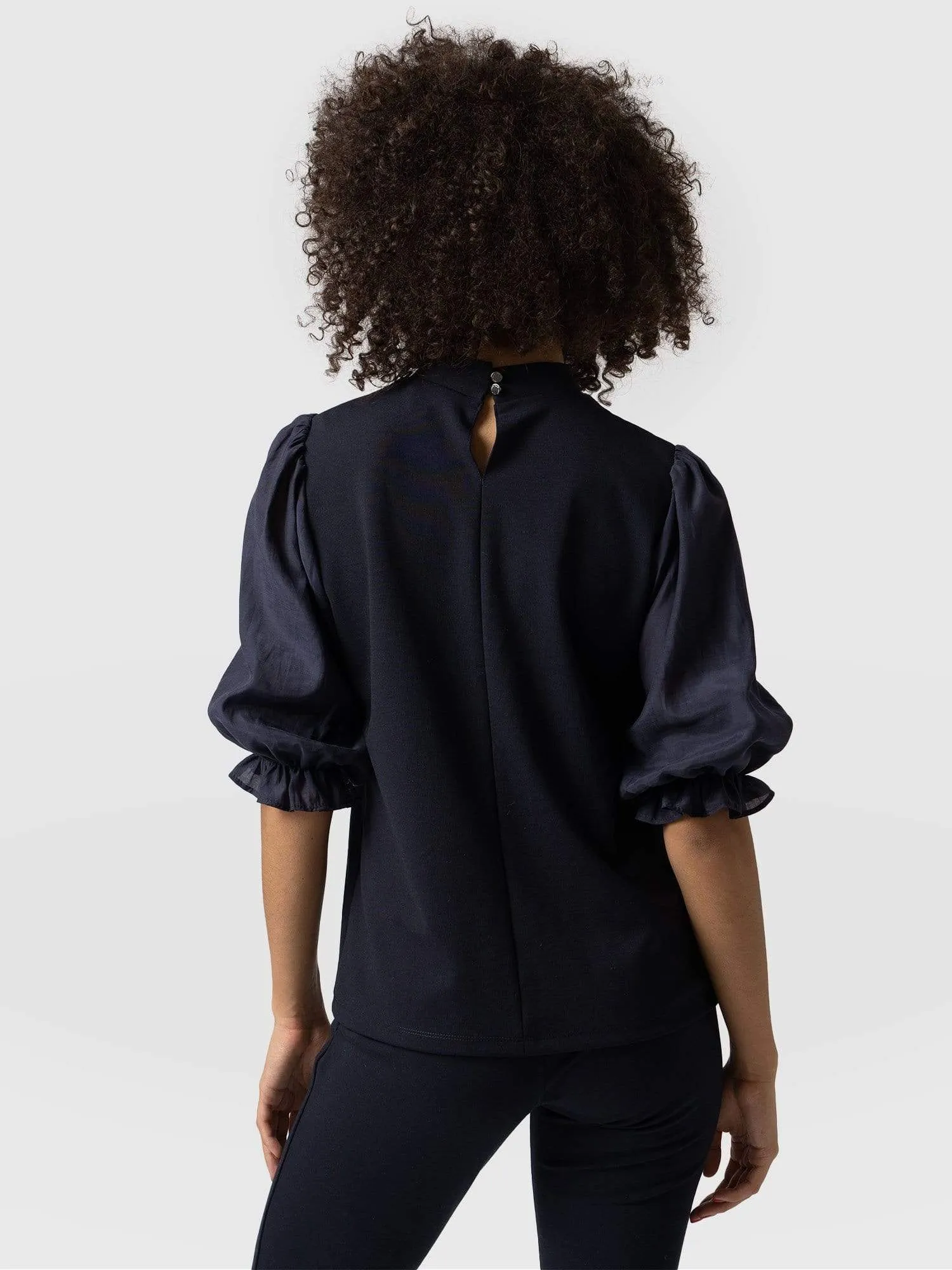 Penny Puff Sleeve Top - Navy