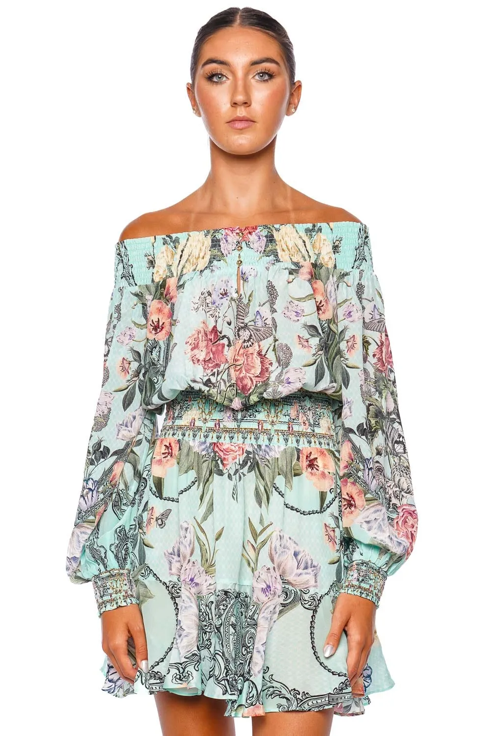 Petal Promise Land Off Shoulder Mini Dress