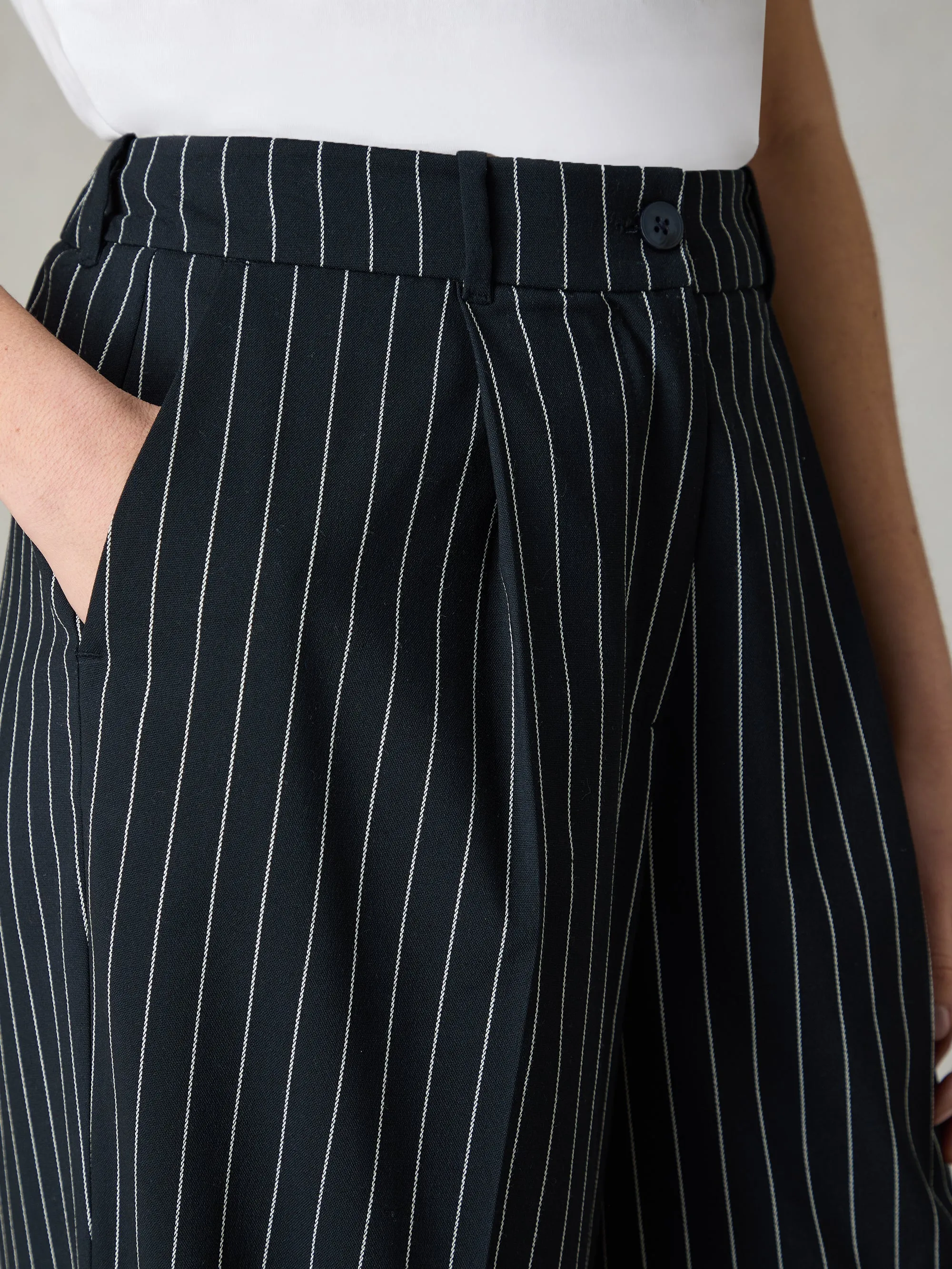 Petite Navy Pinstripe Trousers