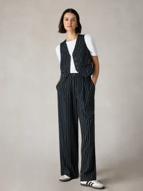 Petite Navy Pinstripe Trousers