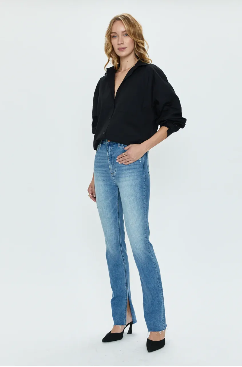 Pistola High Rise Boot Cut Colleen Tower Raw Split Hem Denim Jeans