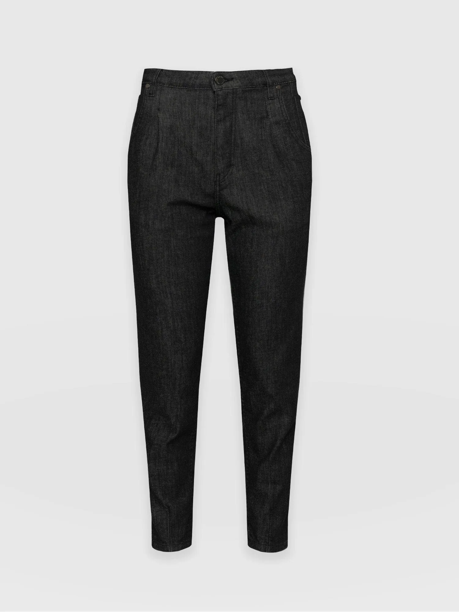 Pixie Pleat Mom Jeans - Black