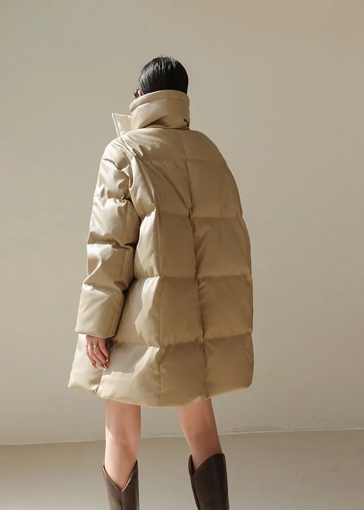 PU Leather Down Jacket