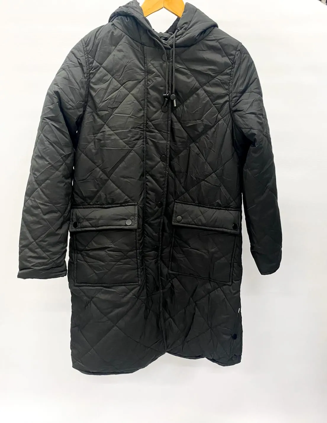 Queue black long puffer jacket