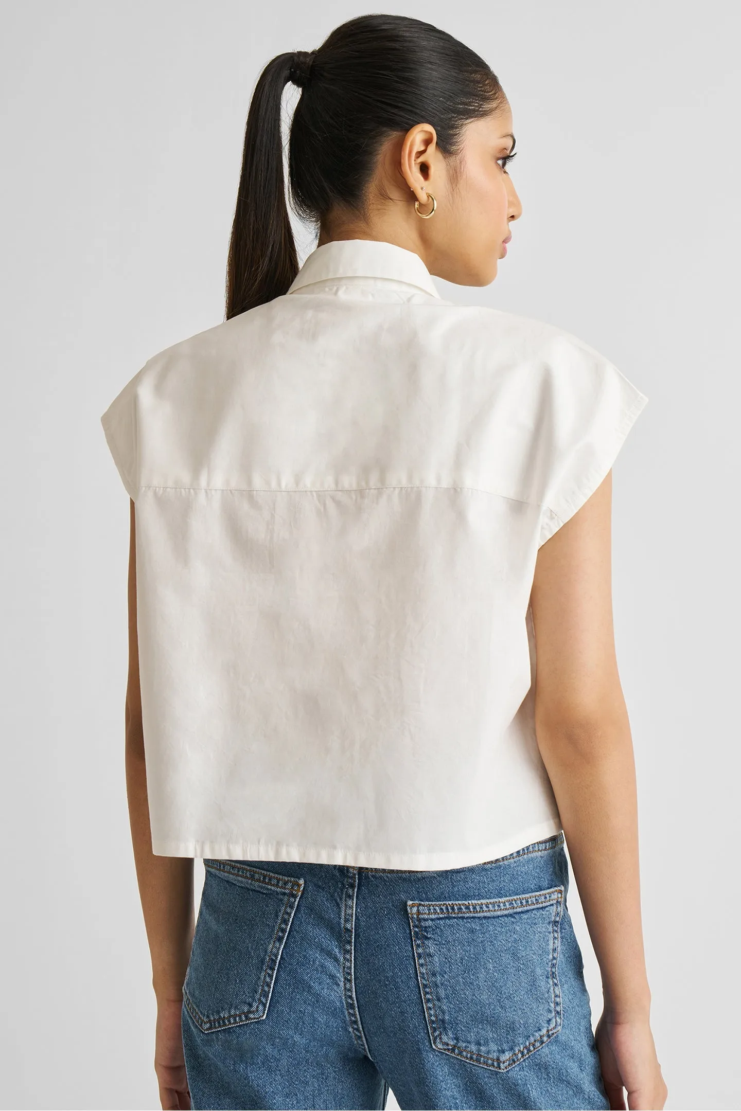 Reistor Embroidered Panel Crop Top in White