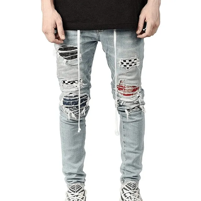 Ripped Skinny Biker Jeans