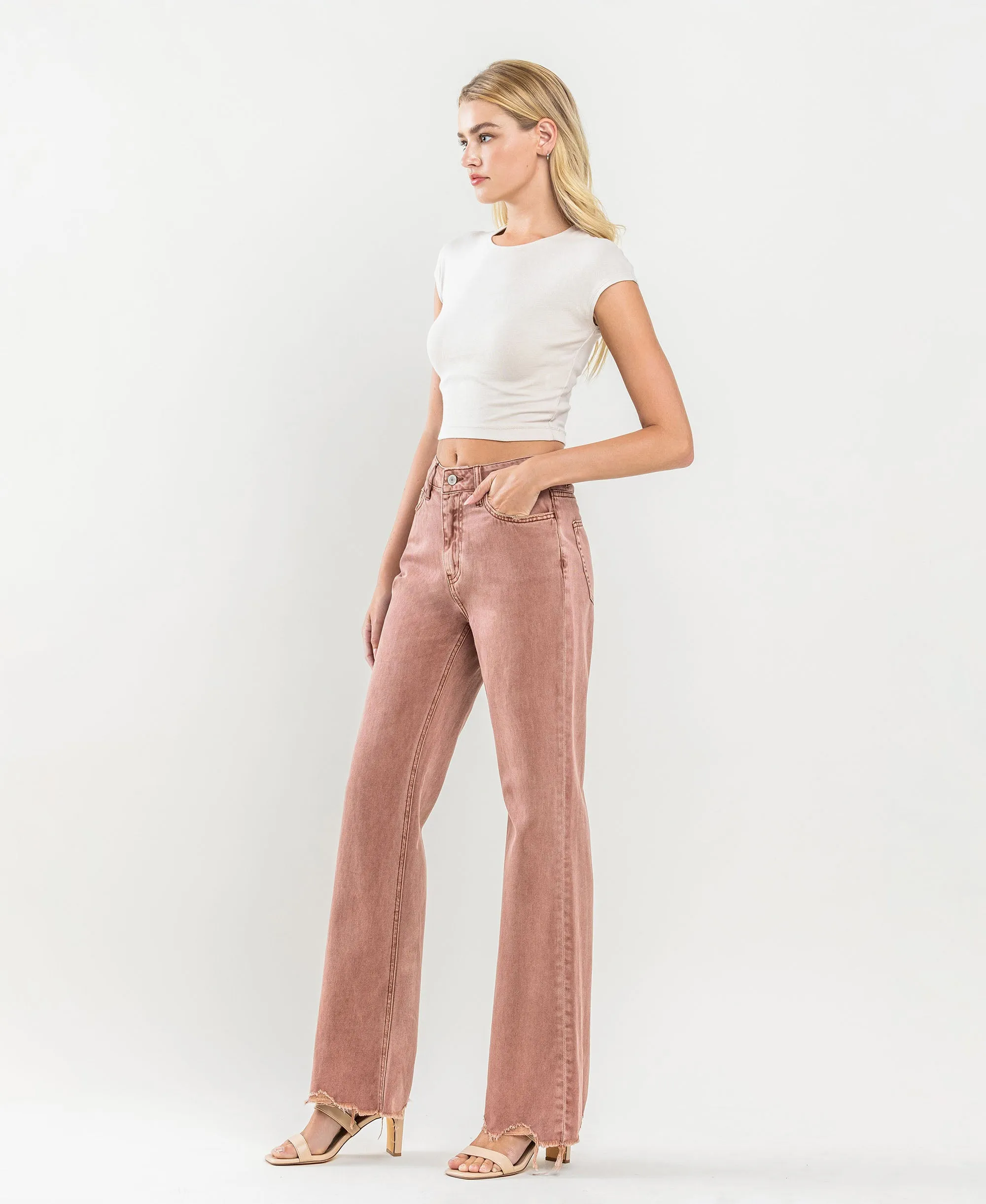 Russet - Super High Rise 90's Vintage Hem Detail Flare Jeans