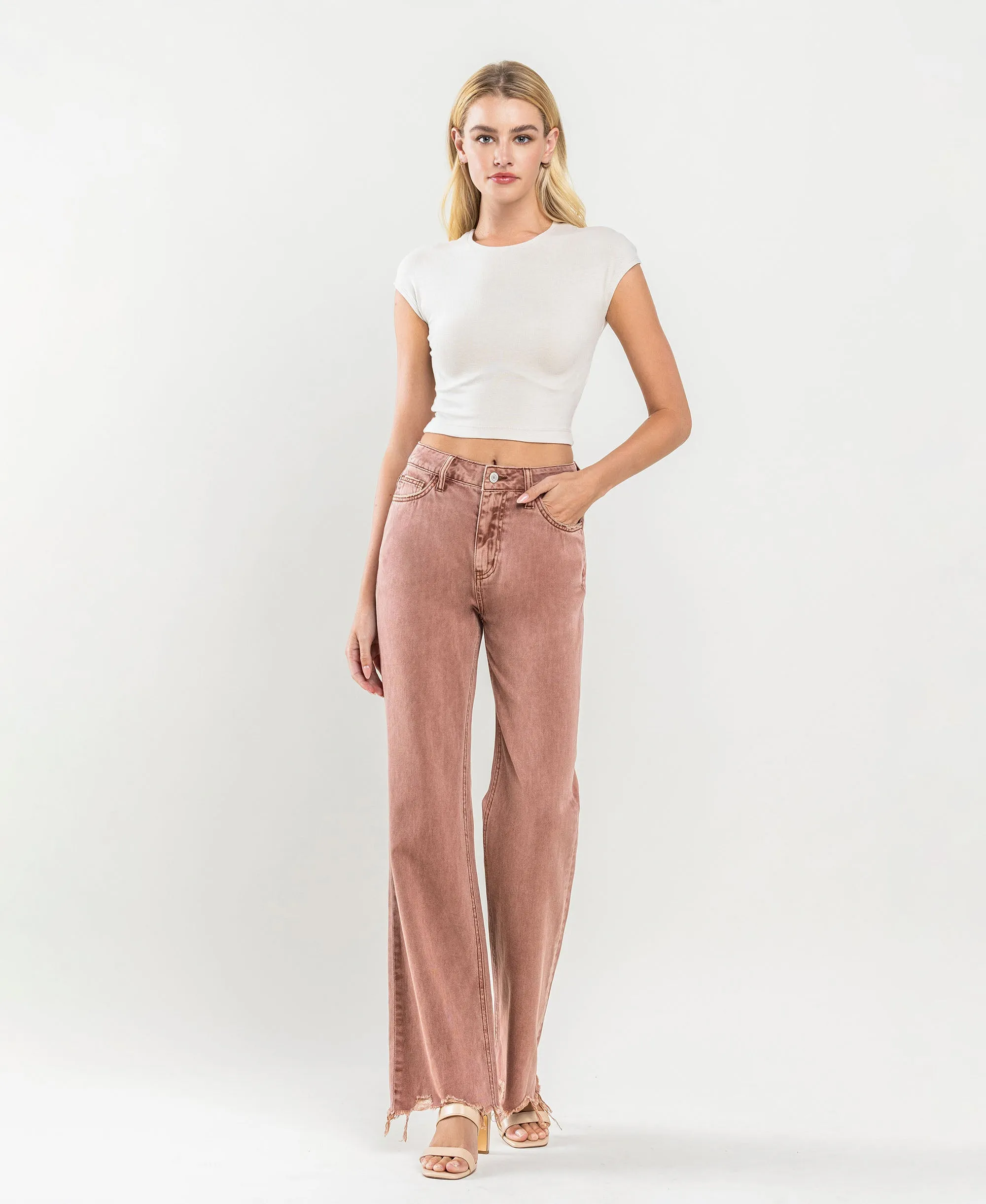 Russet - Super High Rise 90's Vintage Hem Detail Flare Jeans