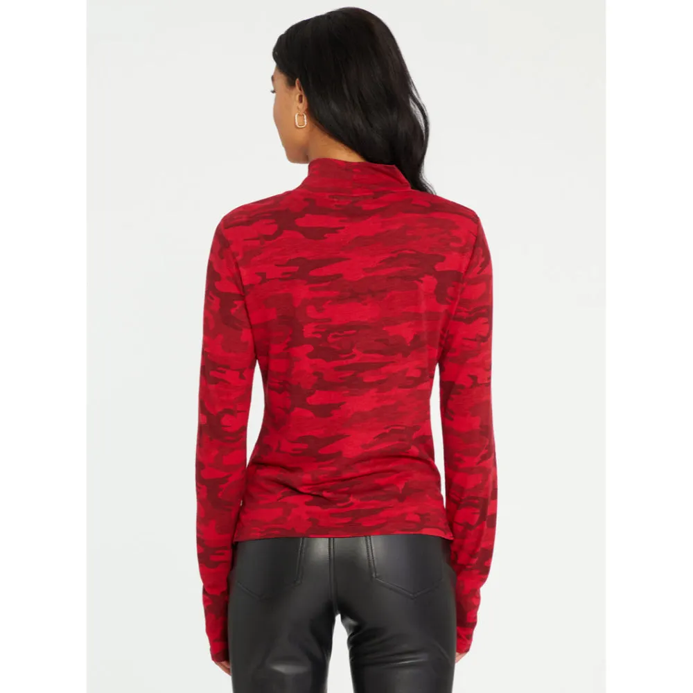 Sanctuary Women's Perfect Mock Neck Tee - HEATHER RED CAMO