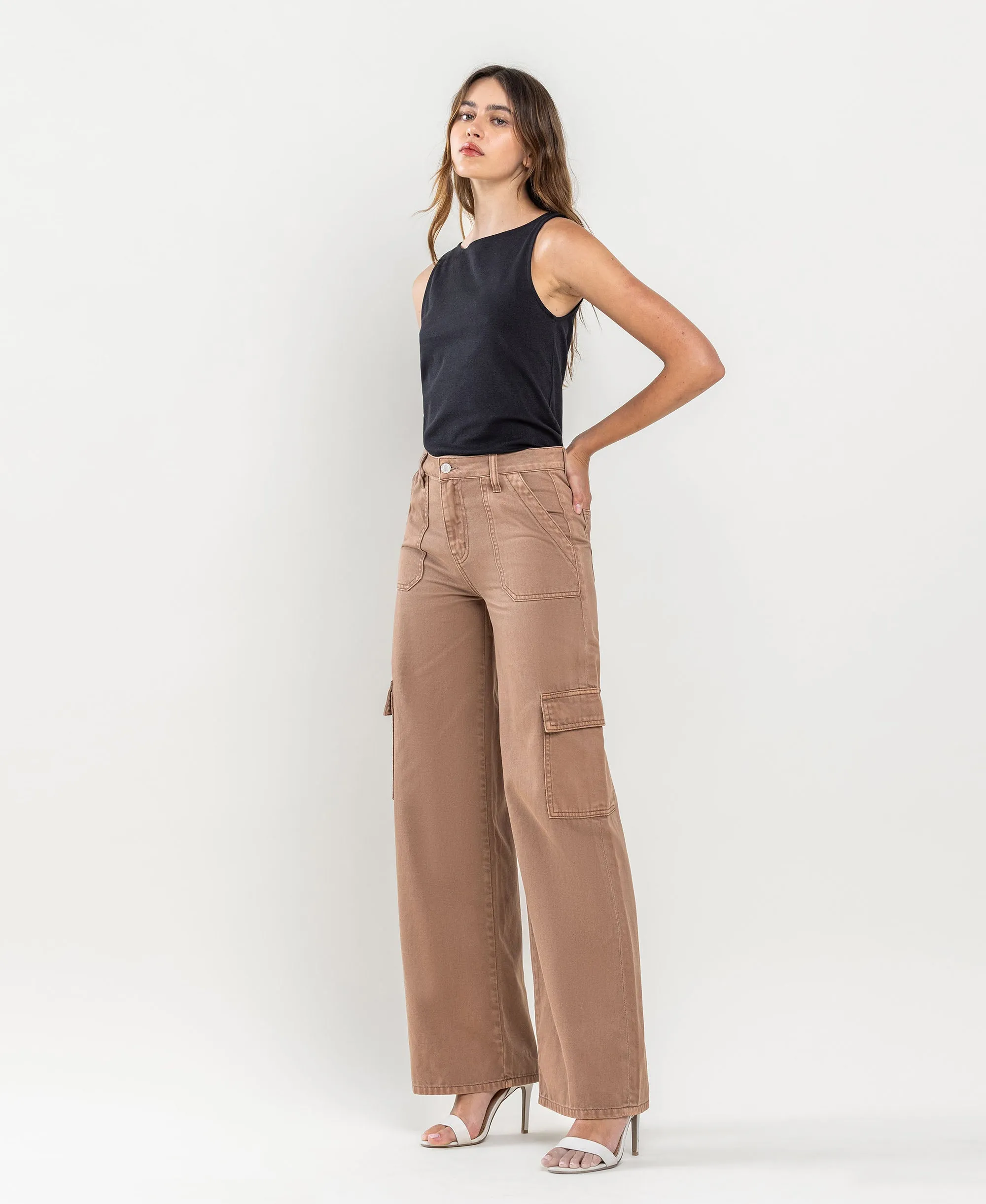 Sinopia Fresco - High Rise Utility Cargo Wide Leg  Jeans