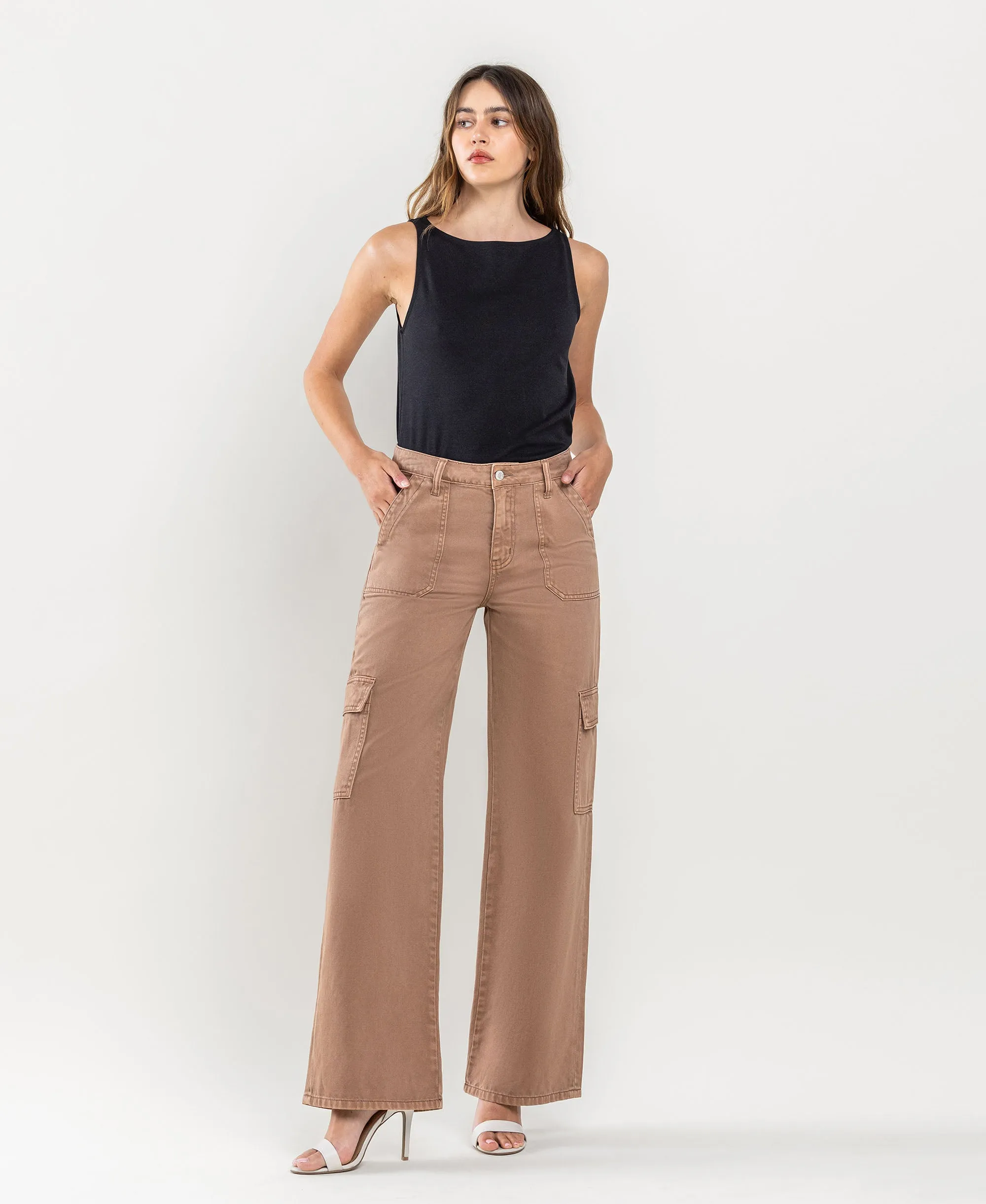 Sinopia Fresco - High Rise Utility Cargo Wide Leg  Jeans