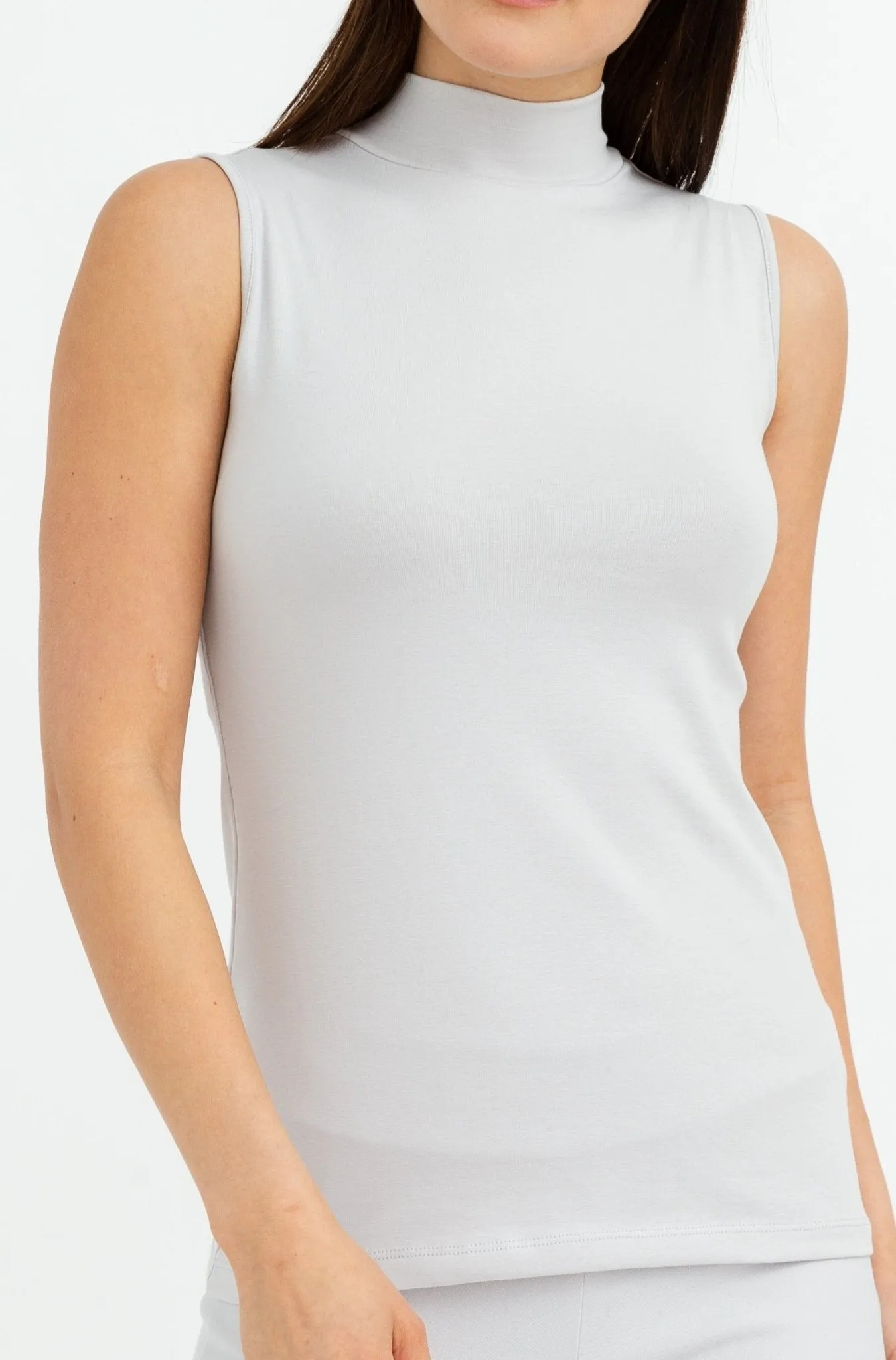 SLEEVELESS HIGH NECK IN PIMA COTTON STRETCH