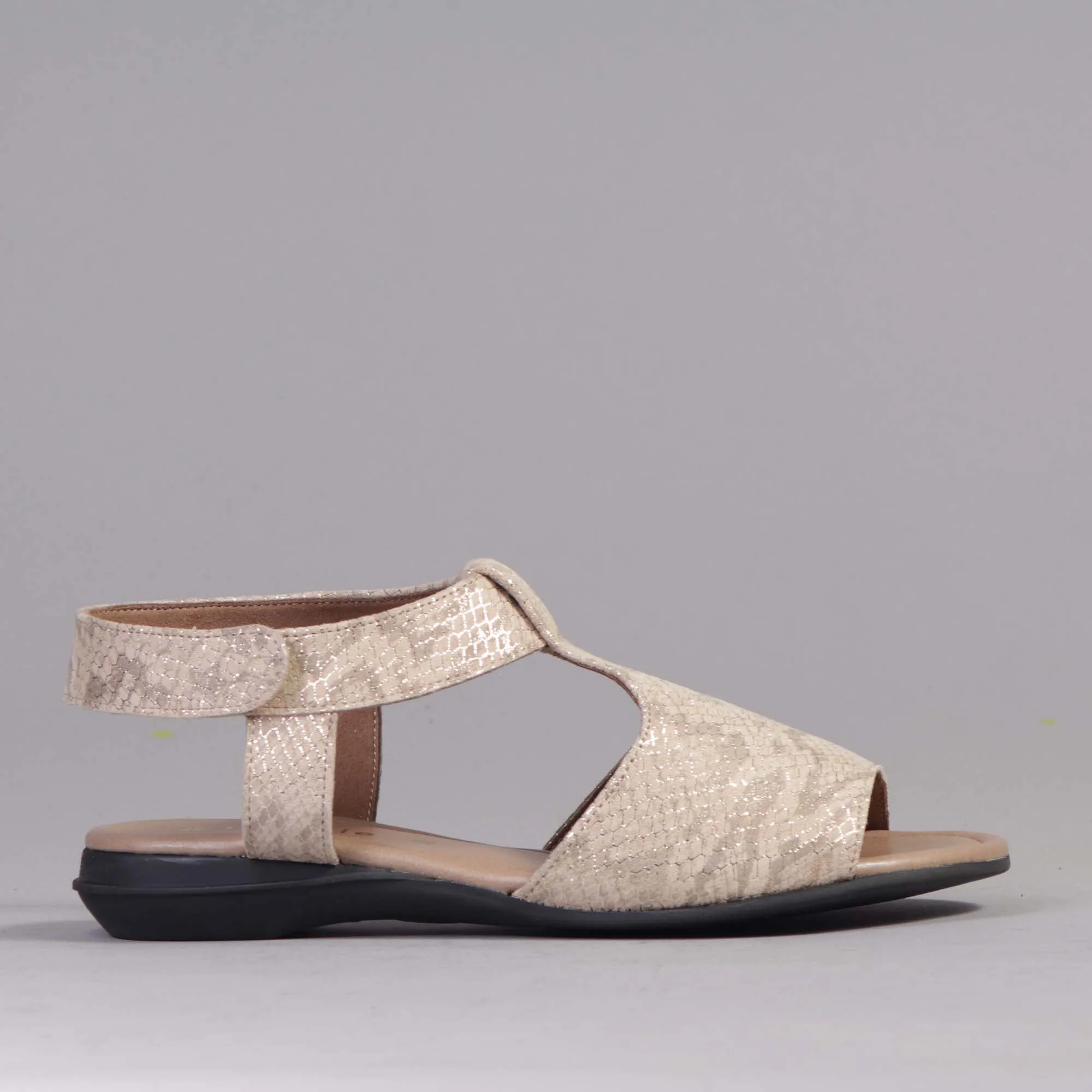 Slingback Sandal in Snake Print Gold - 12554