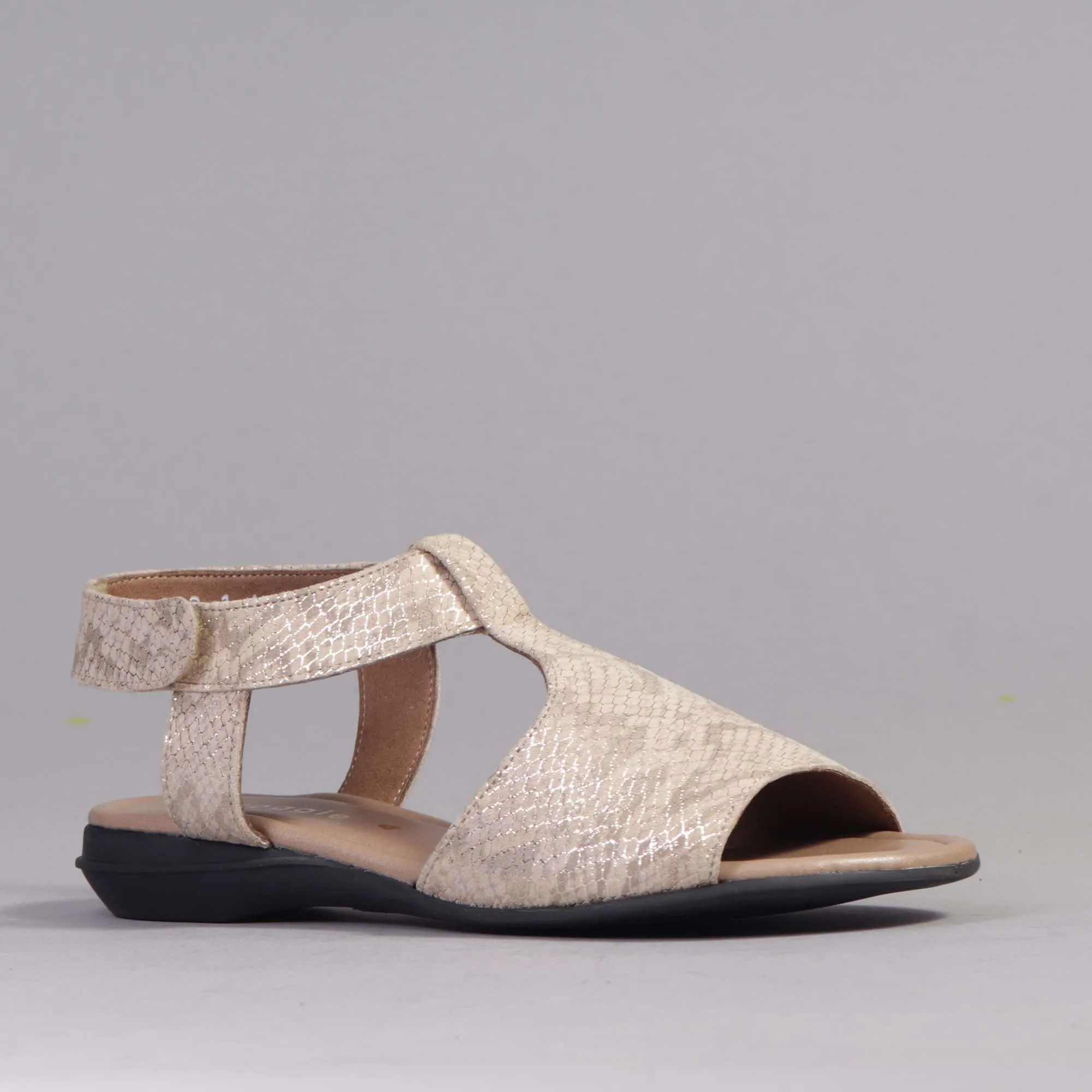 Slingback Sandal in Snake Print Gold - 12554