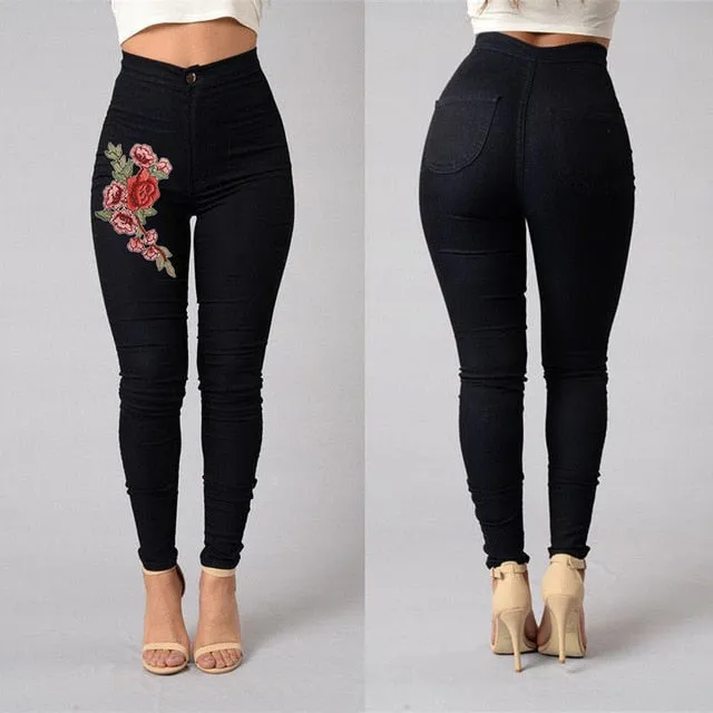 Solid Wash Jeans Woman High Waist Pencil Pants