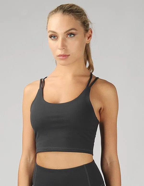 Split Shoulder Strap Crop Top