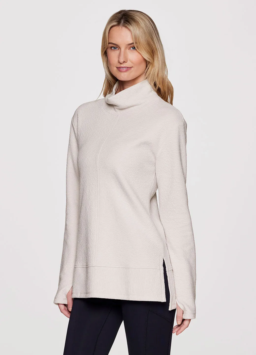 Studio Jacquard Mock Neck Pullover