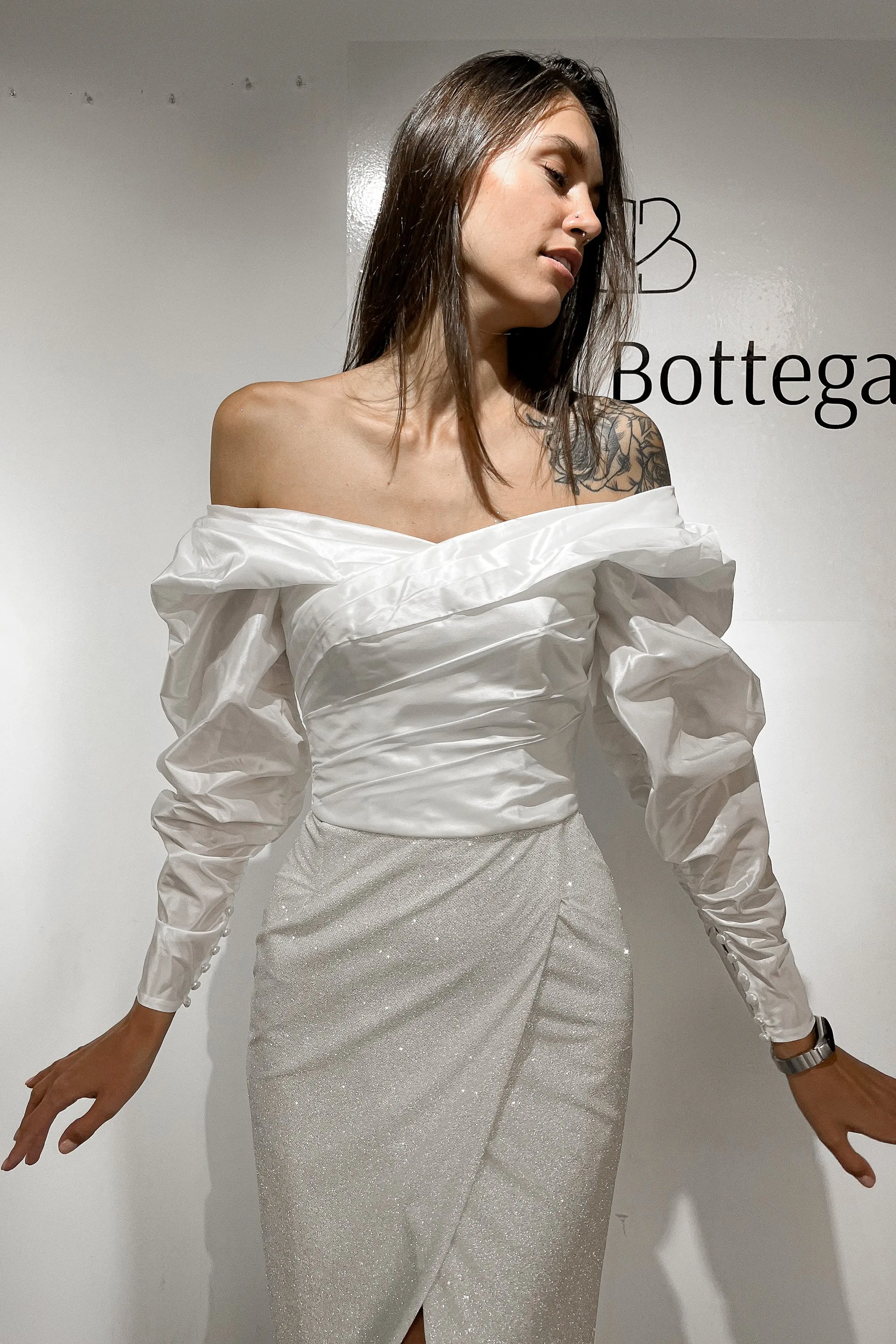 Taffeta Blouse Marthe with Long Sleeves