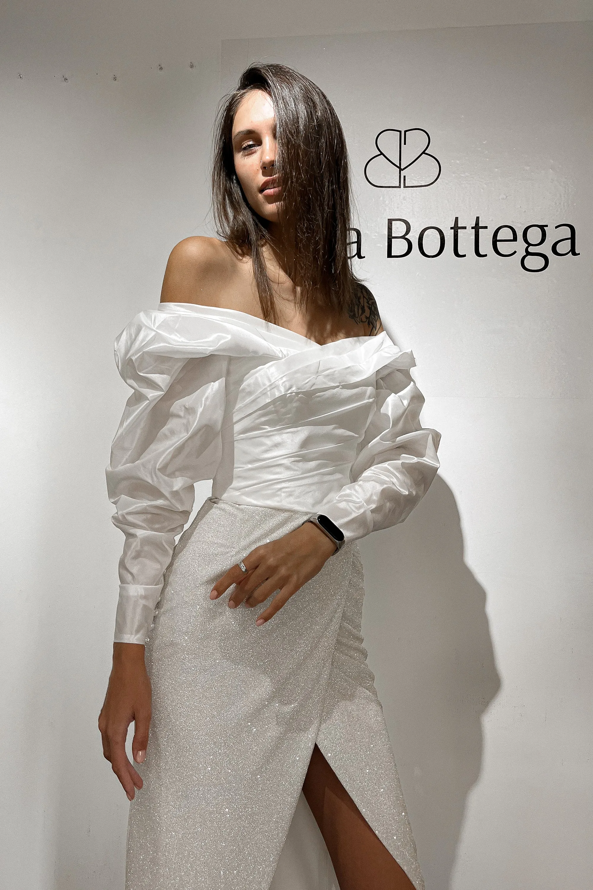 Taffeta Blouse Marthe with Long Sleeves