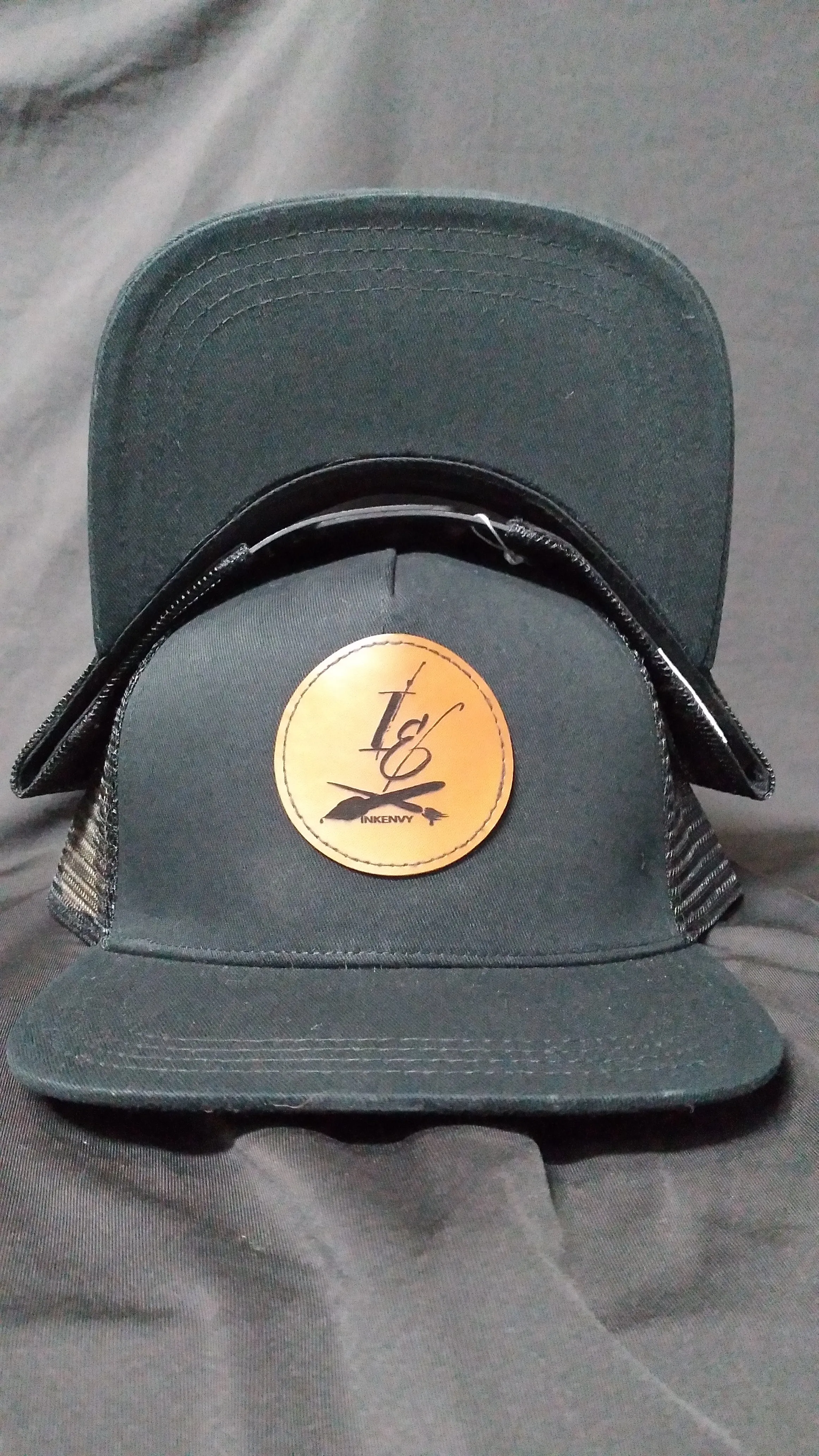 Trucker Snapback InkEnvy IE logo Faux Leather Patch