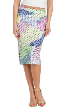 Vibrant Geometric Print Fishtail Skirt