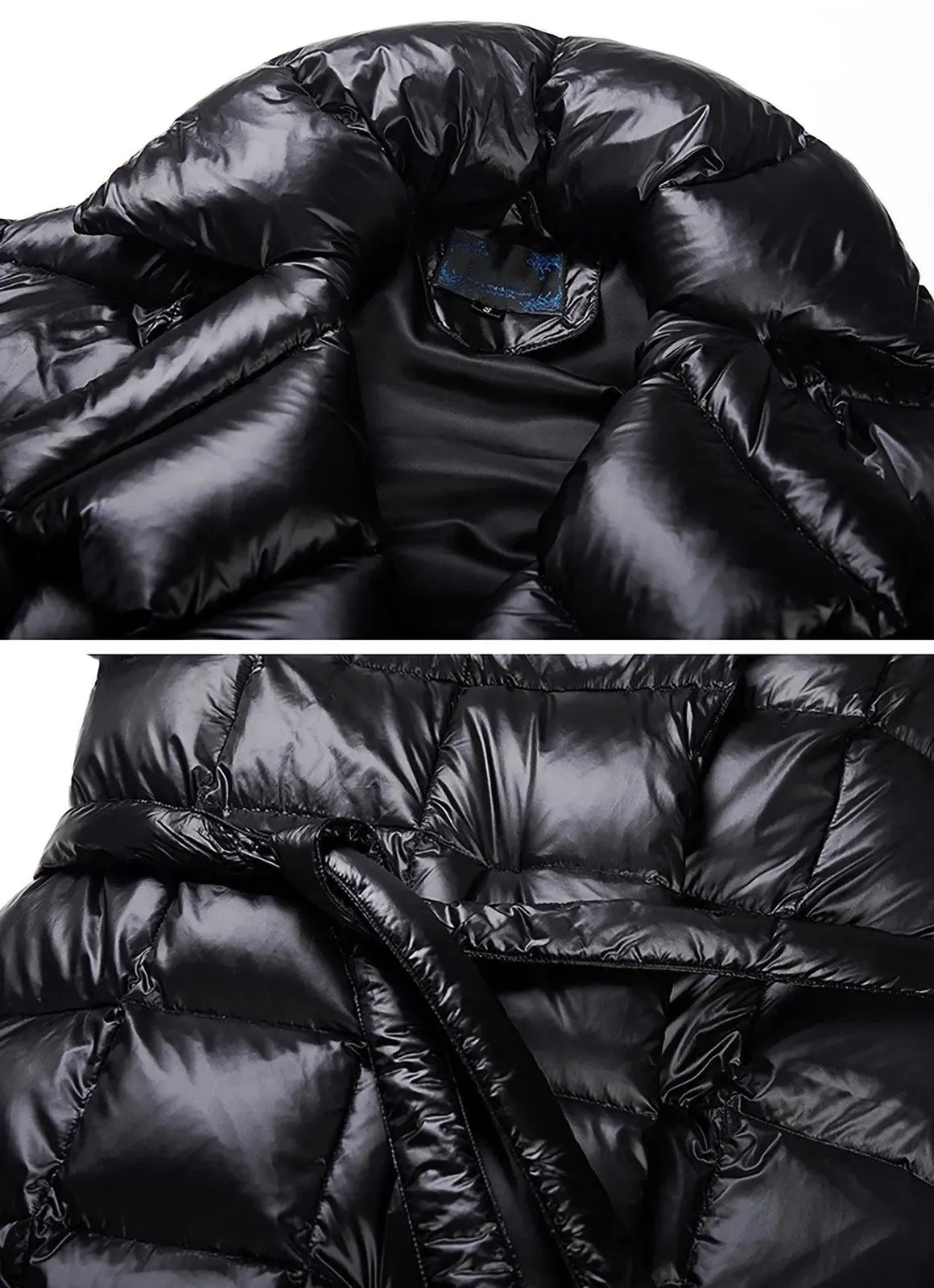 Waterproof Black Belted Wrap Thicken Down Puffer Maxi Parka