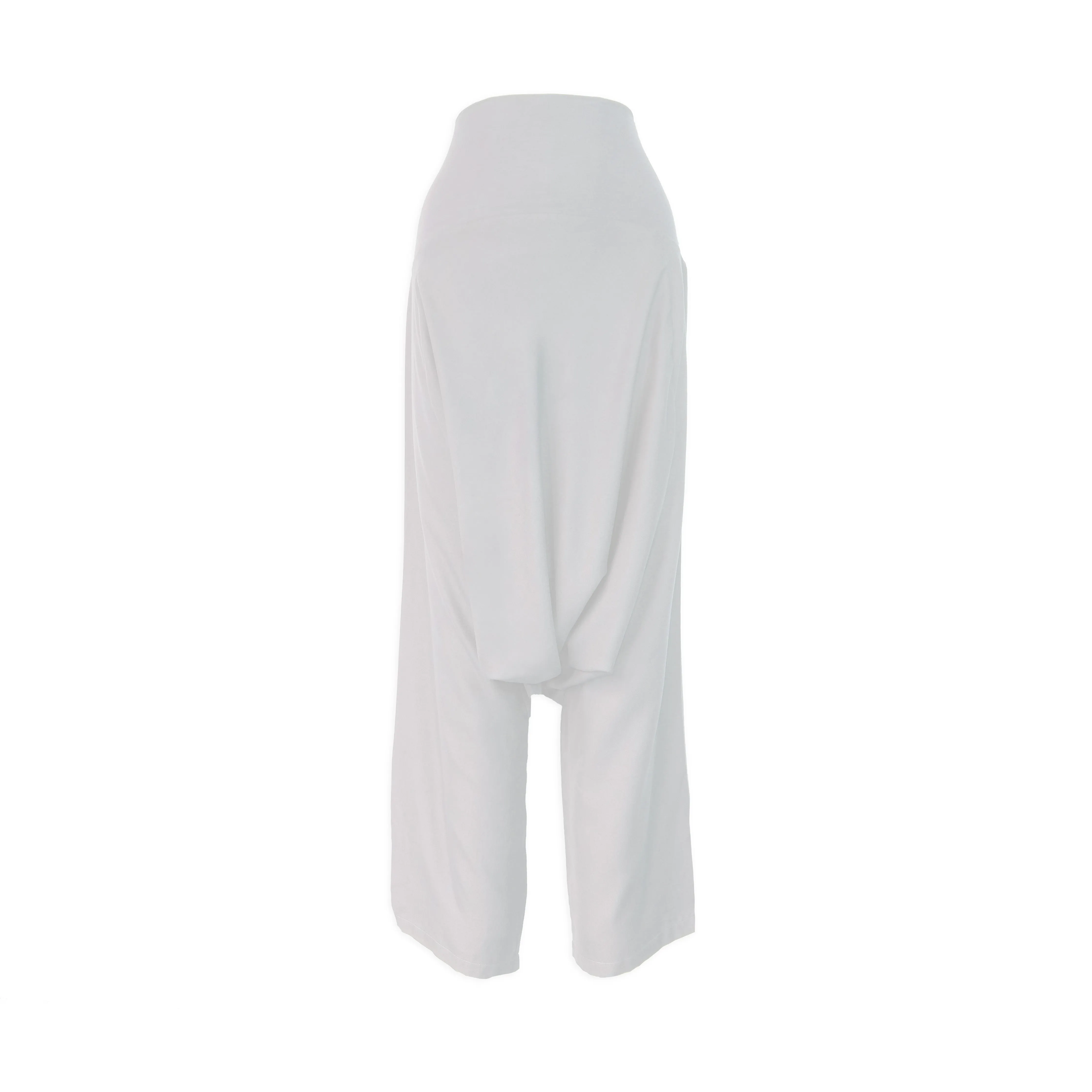 White Modal Soft Jersey Drop Crotch Pants